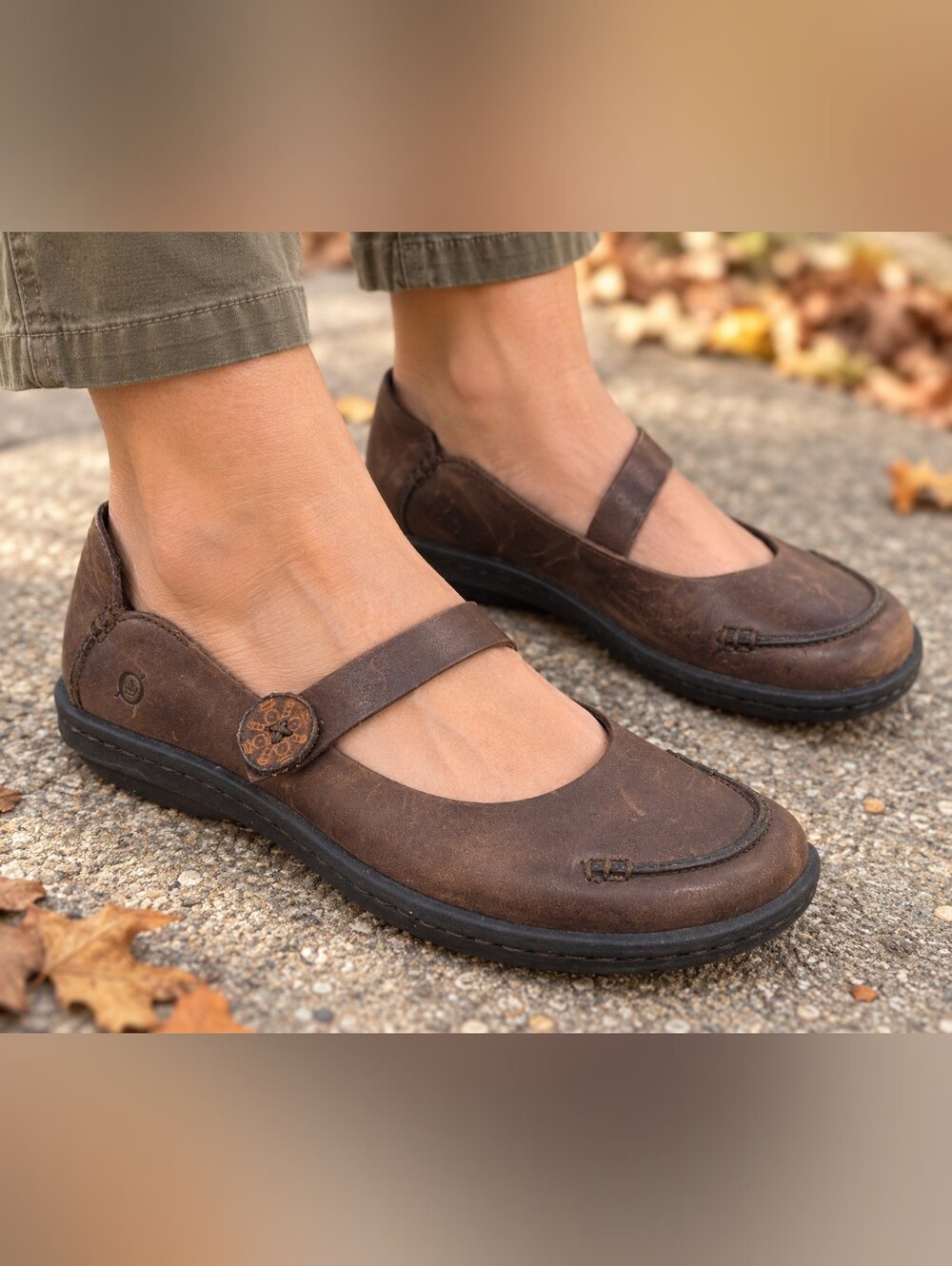 Born Mary Jane Flats Women’s Brown Leather Boho Hippie Artsy Cottagecore Comfort